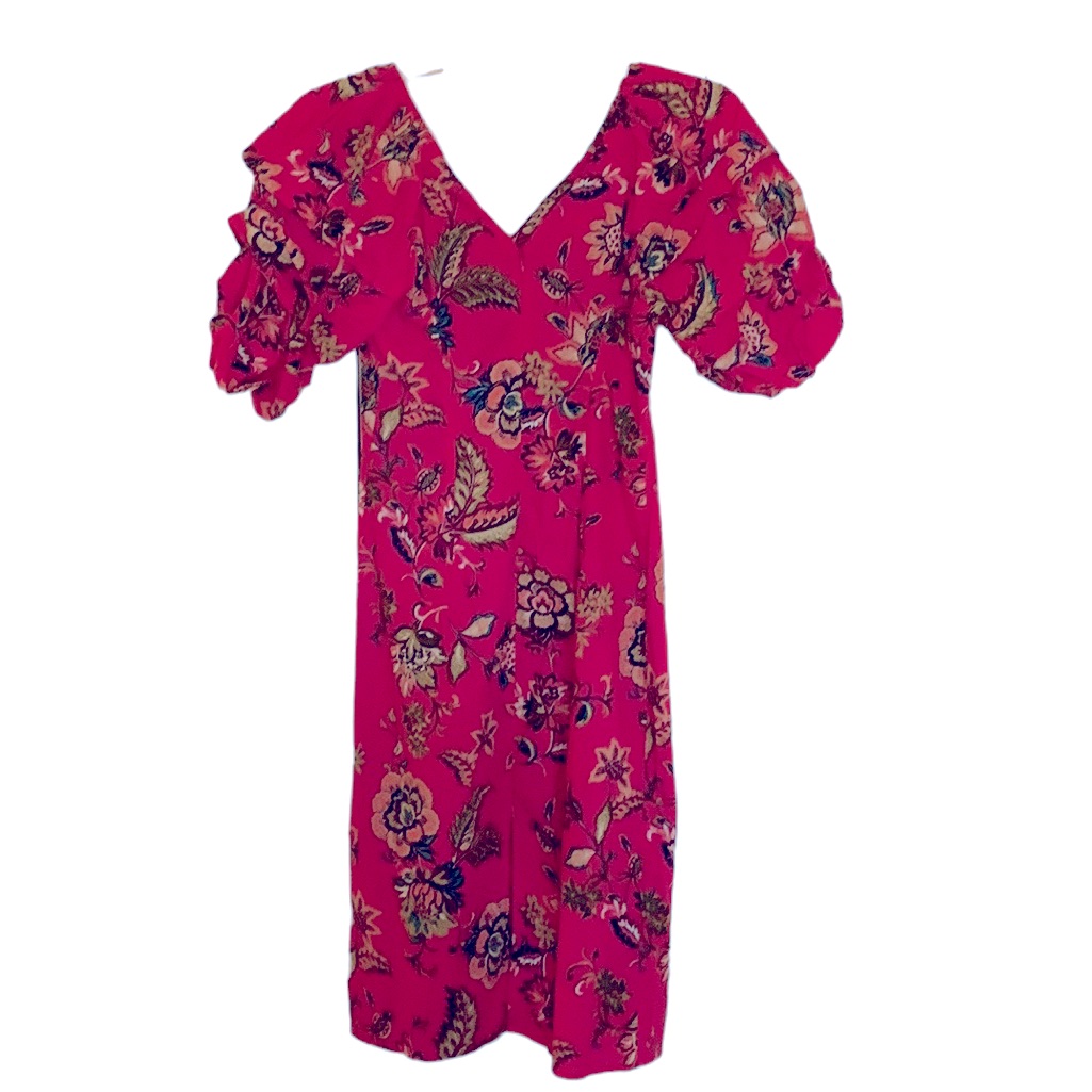 Monsoon London Pink Floral Dress With Puff/Balloon Sleeves, Nwt, Size 8